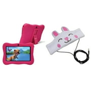 Contixo V9-3-32 PINK V9-3 Kids Tablet (Pink) & H1-Rabbit Kid's Fleece Headphones (Rabbit)