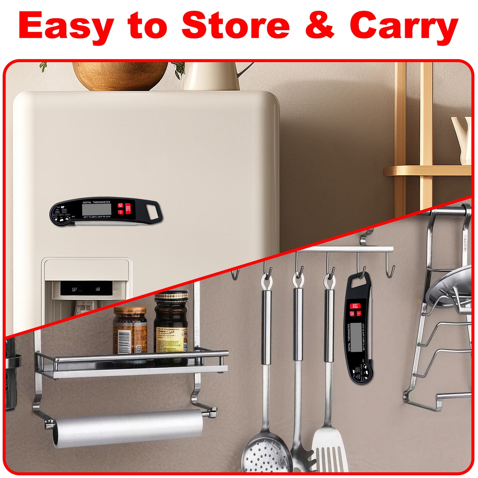 AGCAN Meat Thermometer Digital, Instant Read Food Thermometers, Non-slip Grilling Thermometer for Grilling Cooking BBQ