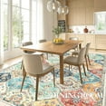 thumbnail image 4 of Memoryfield Machine Washable Area Rug 5' x 7', Non-Slip Backing, Soft Stain Resistant and Low Pile Faux Wool Accent Carpet, Vintage Printed Rugs for Living Room, Bedroom, Orange, 4 of 8