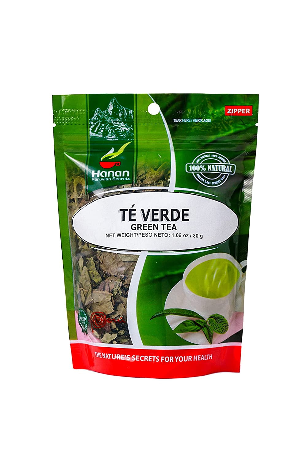 Hanan Peruvian Secrets Te Verde| 100% Natural Green Tea | 1.06oz / 30g |Aids in Maintaining Healthy Cholesterol Levels| Promotes Proper Digestion of Fats (3 Pack)