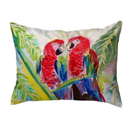 Betsy Drake KS317 11 x 14 in. Two Parrots Small No-Cord Pillow