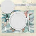 thumbnail image 3 of Ambesonne Coastal Place Mats Set of 4, Starfish and Sea Turtles, Standard Size, Blue Grey Seafoam and Coral, 3 of 5