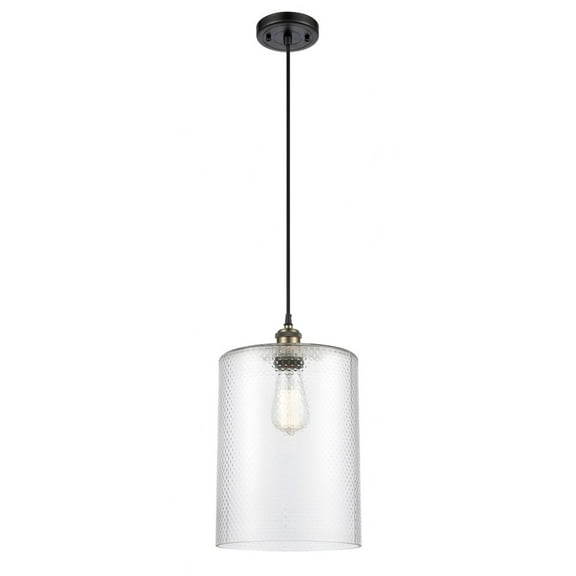 516-1P-BAB-G112-L-Innovations Lighting-Cobbleskill - 1 Light Cord Hung Mini Pendant In Industrial Style-14 Inches Tall and 9 Inches Wide-Black Antique