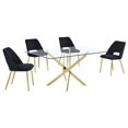 thumbnail image 1 of Rectangle 60" x 38" 5pc Clear Glass Dining Set with Black Chairs, 1 of 7