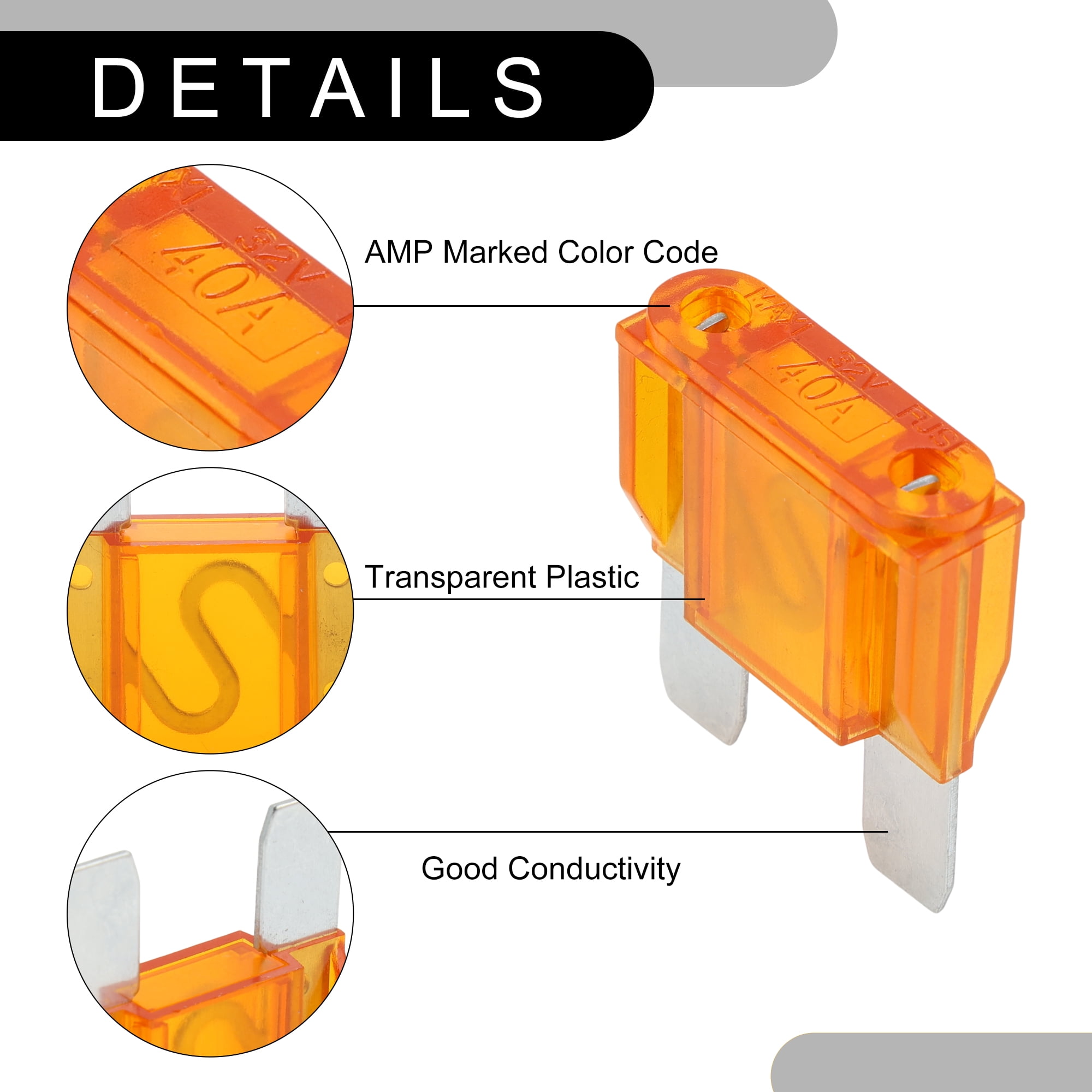 Unique Bargains Maxi Fuse 40A Blade Fuse, Blade Style Fuses Replacement for Automotive Car Boat Truck SUV RV Motorcycle Orange 25 Pcs