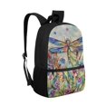 thumbnail image 2 of Uourmeti Floral Dragonfly Print Trendy Backpack, 17 Inchs Multiple Pockets School Backpack Smooth Zippers Student Bookbag for Girls, 2 of 6