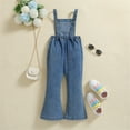 thumbnail image 6 of Girls' Denim Overall Distressed Side Split Jeans Adjustable Suspenders Bootcu𝐭 Pants Kids Flare Jumpsuit Bib with Pocket, 6 of 6