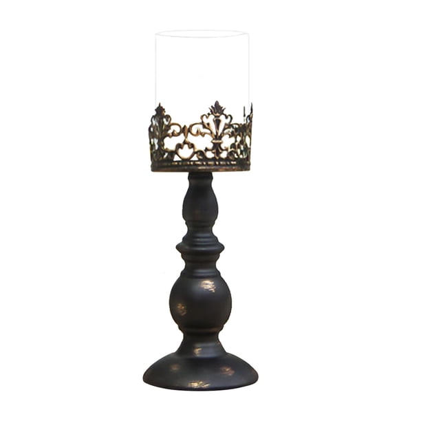 Candelero cónico de hierro, candelabro de diseño hueco para vacaciones, soporte para velas, candelero para decoración de comedor de Hotel Negro Pequeño