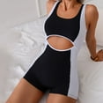 thumbnail image 5 of vigerkar Women's Swimsuit One Piece Swimsuits Color Block Bathing Suit for Teens Cutout Swimwear with Padded, Boy Shorts (Black, XXL), 5 of 9