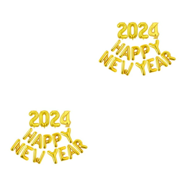 Transemion Safe And Easy Inflation Happy New Year Balloon Setup For Fun-filled Celebration Gold 2Set
