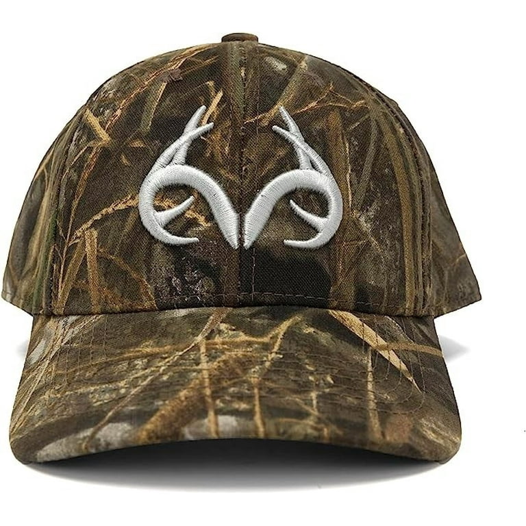 Realtree Max-7 Camo Logo Fitted Unisex Baseball Cap, Black