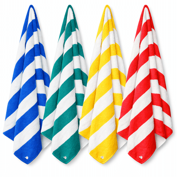 Beach Towels 4 Pack Cotton - Soft Absorbent Face Towels, Multicolor Wash Cloths for Beach & Pool by Springfield Linen