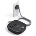 thumbnail image 2 of Regleta de enchufe plano, cable de extensión plano de 5 pies - 3 salidas 4 puertos USB (2 USB C) Estación de carga de escritorio de 22,5 W/4,5 A, regleta sin protección contra sobretensiones para cruc, 2 of 4