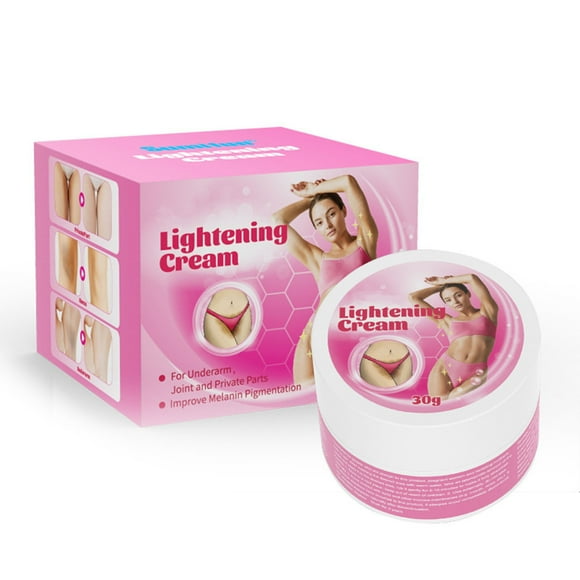 Crema hidratante, crema blanqueadora para la zona íntima, axilas, rodillas, codos, cara interna de los muslos y línea del bikini. 30 g de crema.