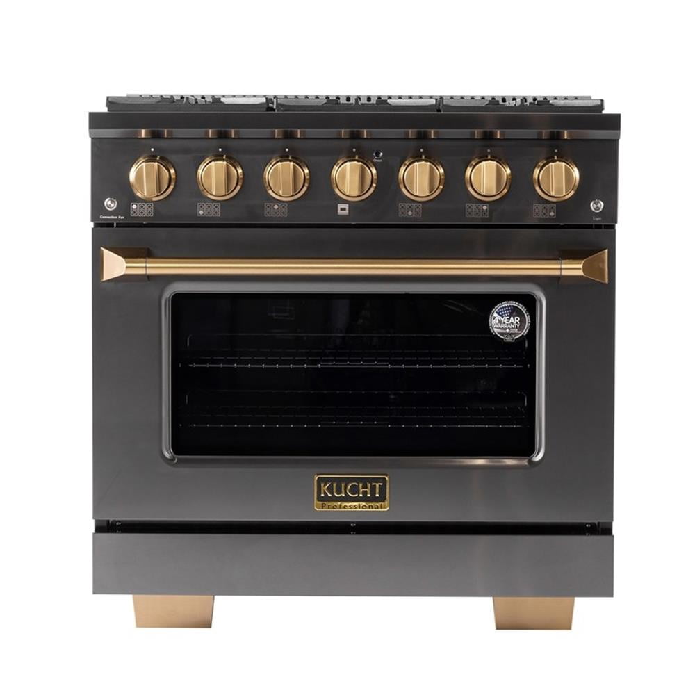Pemberly Row 36" 5.2 Propane Gas Range in Titanium & Under Cabinet Range Hood