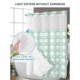 thumbnail image 4 of No Hook Cloth Fabric Shower Curtain with Snap in Liner, Sage Green Buffalo Striped Waterproof Shower Curtains Set with See Through Top Window, Love Heart Checkered Bath Curtains Shower 72"x96", 4 of 6