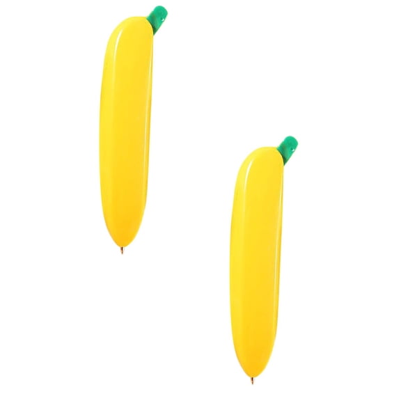 2pc Novelty Banana Pen, Funny Fruit Shaped Retractable Ballpoint Pen, Cute 4.65" Writing Pen with 1.0mm Black Ink for Office Desk Decoration, Party Adults Christmas