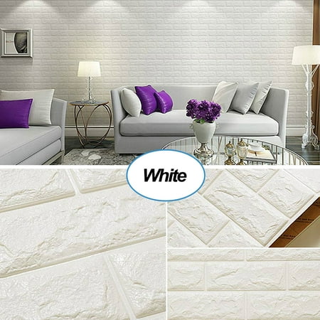 Masione 3D Self-Adhesive Wallpaper Faux Foam Real Bricks Effect Wall Panels for TV Walls/Sofa Background Bedroom Kitchen Living Room Home Wall Decor (White-10 Pieces 58.13 (Bedroom Wallpapers 10 Of The Best)