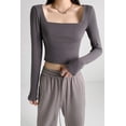 thumbnail image 5 of Richie House Women's Long Sleeve Casual Crop Top Ribbed Knit Slim Fitted T-Shirt RHW4065-A-L, 5 of 5