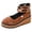 Brown, variant on Women's Vintage Platform Wedge Ballet Flat Dress Shoes Fall Casual Leather Triple-Buckles Ankle Strap Chunky Heels Mary Jane Black Size 9
