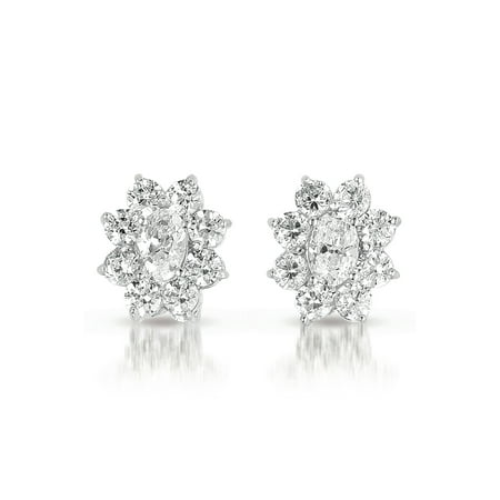 Sterling Silver Cubic Zirconia Flower Shaped Earrings With Erfly Clasps Sterling Silver Cubic Zirconia Flower Shaped Earrings With Erfly Clasps