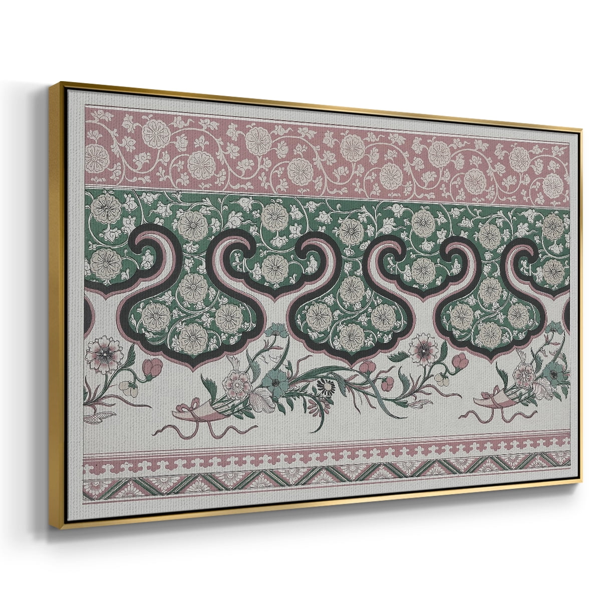 Vintage Abstract Print-XXIX Framed in Gold Wood Gallery Wrapped Canvas 25 in. x 37 in.