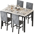 thumbnail image 6 of MIERES Dining Table Set for 4 ，Kitchen Table with Modern Faux Marble Tabletop and 4 Velvet Upholstered Chairs,  Dining Table for Apartments, Kitchens, Dining Rooms, Breakfast Nooks, 6 of 8