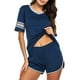 thumbnail image 1 of Pijama de manga corta para mujer, ropa de dormir suave, conjunto de pijama con parte superior y pantalones cortos Adepaton CJWUS-1747, 1 of 6
