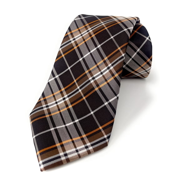 Scott Allan Men's Textured Brown and Orange Premium Necktie