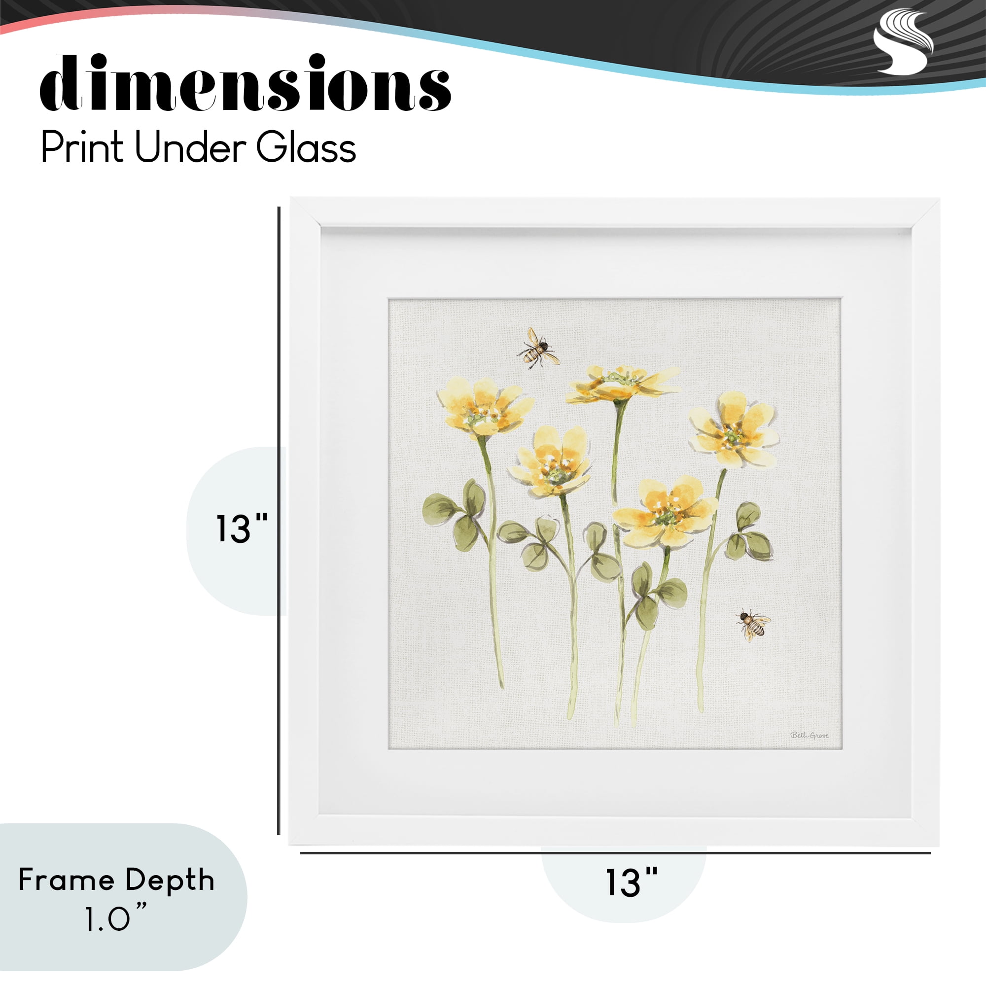 Stupell Industries Sweet Yellow Honey Flowers White Framed Print Under Glass, design by Beth Grove