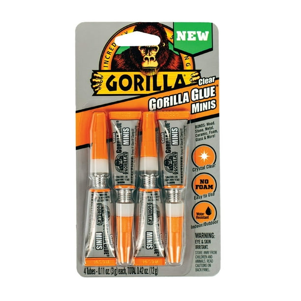 Pegamento adhesivo GORILLA transparente 4 tubos de 3g resistente al agua
