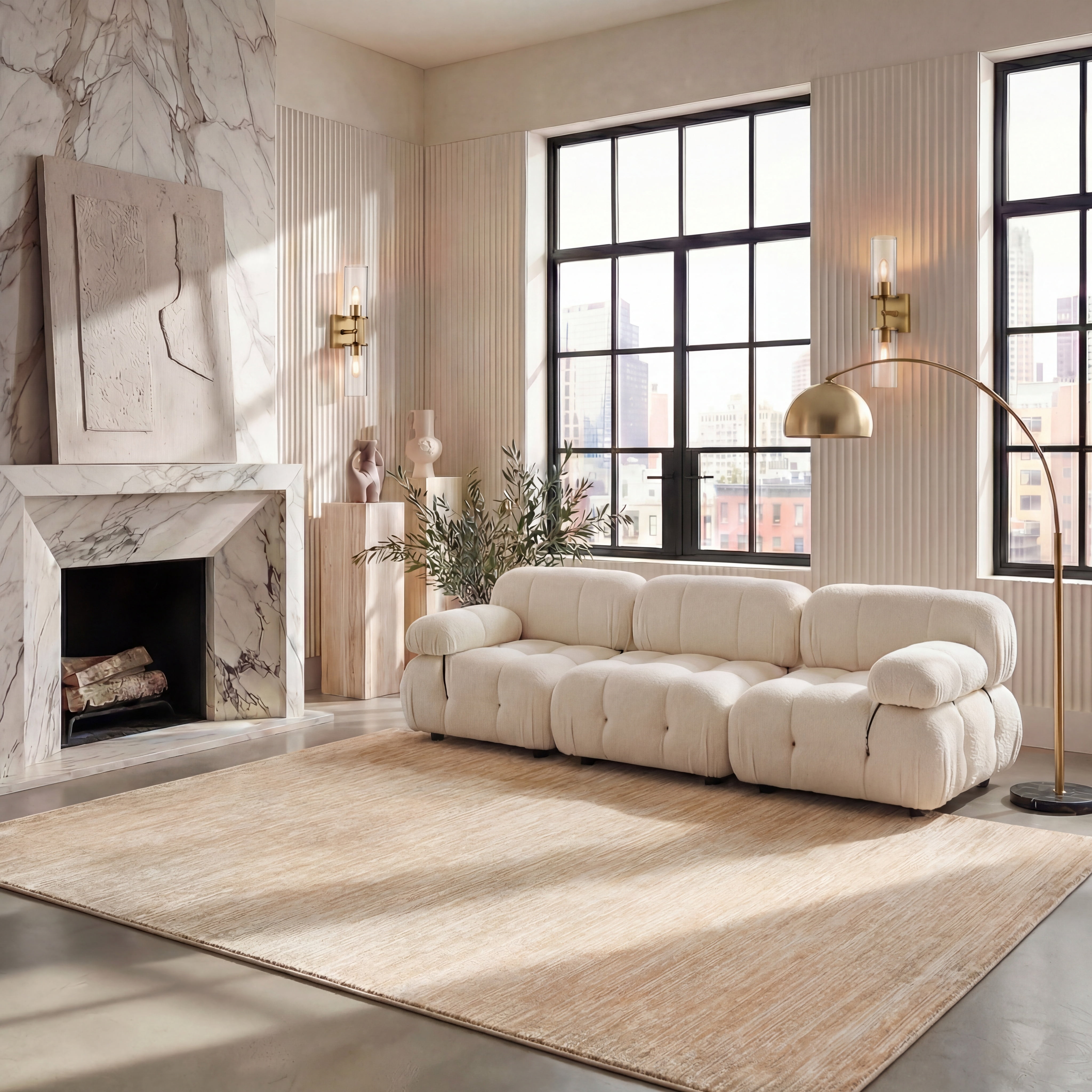 SAFAVIEH Vision Adrasteia Overdyed Solid Area Rug, 6' x 9', Beige - Modern Design, Beige, Non-Shedding & Easy Cleaning, Ideal for Living Room, Bedroom, Dining Space