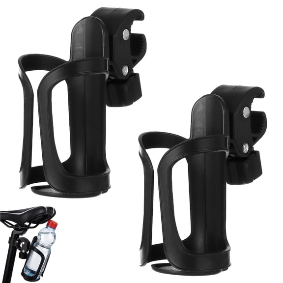 2 Pack Wheelchair Cup Holders, Quick Release Clamp-on Cup Holder for Stroller, Flexible Drink Holder with Rotatable Adjustable Clamp for Mountain Bike Rollator Walker Scooter Mobility