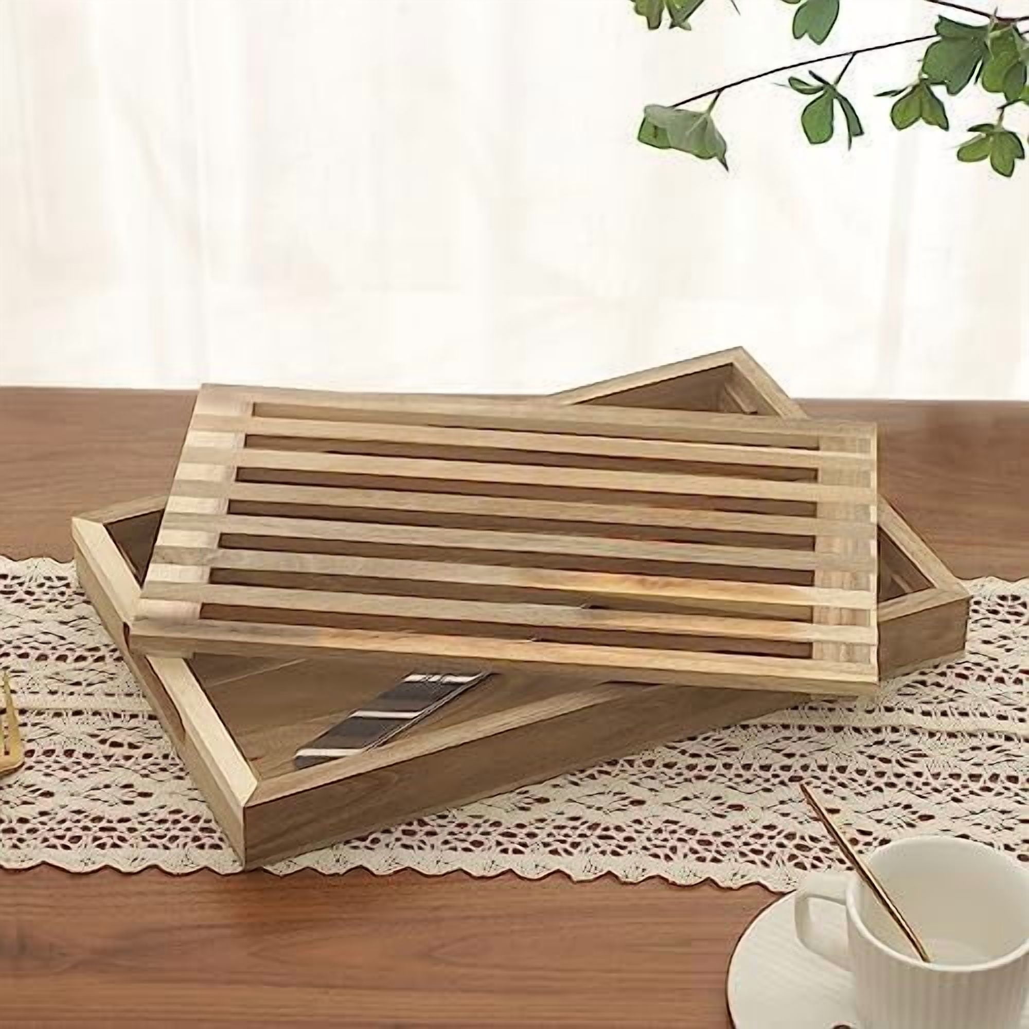 Bread Cutting Board with Crumb Catcher Tray Wooden Holder Bread Tray for Serving Bread Slicers for Homemade Bread Cutting Boards for Kitchen with Holder$$Home Decor, Kitchen, & Other