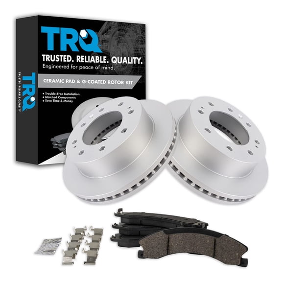 TRQ Front Ceramic Brake Pad & Coated Rotor Kit for Chevy GMC Pickup SUV Truck BKA24533
