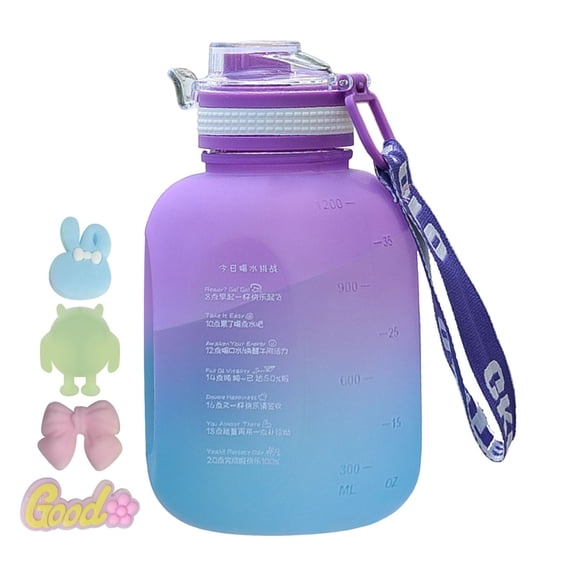 Water Bottle With Handle Ton Ton Bucket Large Belly Cup Summer Water Cup Large Capacity Leakproof Pc Marker Motivational Jug For Outdoor Camping Fitness Men & Women Glass&Bottle