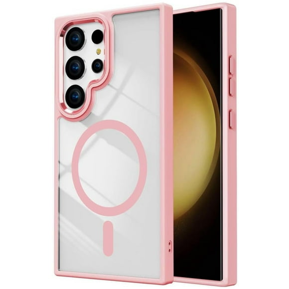 [PST] Samsung Galaxy S24 Ultra Case, Transparent Hard PC Hybrid Back Cover with Magnetic MagSafe Compatible