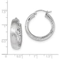 thumbnail image 2 of Real 14kt White Gold Polished Satin and Diamond-cut In/Out Hoop Earrings; for Adults and Teens; for Women and Men, 2 of 2