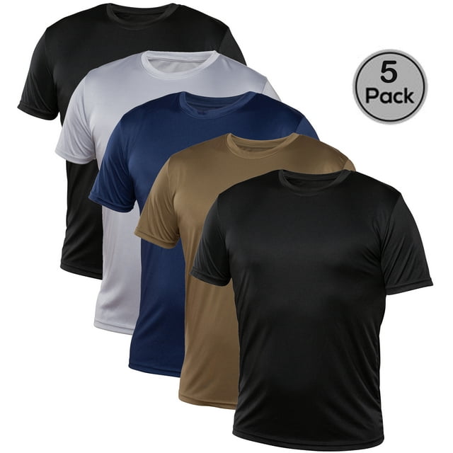 Blank Activewear Lot de 5 T-Shirts pour Hommes, Tissu de Performance à Séchage Rapide
