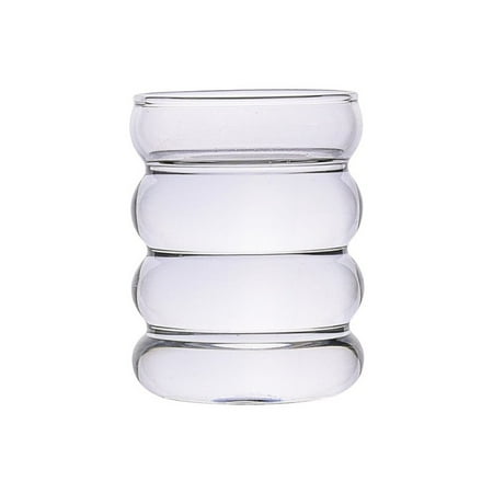 

Hazel Tech---Creative Stripe Glass Cup With Handle Heat-resistant Coffee Milk Tea Separator Fair Cup