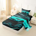 thumbnail image 2 of Castle Fairy Neon Sports Car Twin Sheet Sets 3pcs for Teens, Light Trail Race Bedding for Modern Bedroom, Teal Black, 2 of 6