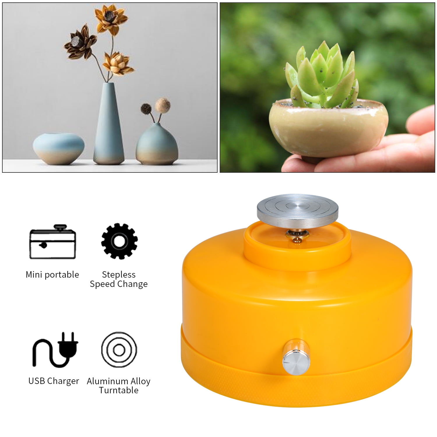 Pottery Wheel Machine Adjustable Speed Mini Electric Pottery Machine Turntable Handmade Art Craft Tool 100-240V US Plug