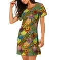 thumbnail image 2 of Naloa Colorful Circle Print Women Nightgowns,Womens Loungewear,Short Sleeve Sleepwear,Comfy Ladies Nightdress, 2 of 6