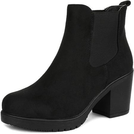 

Women s FRE High Heel Chelsea Style Ankle Boots Chunky Block Suede Booties