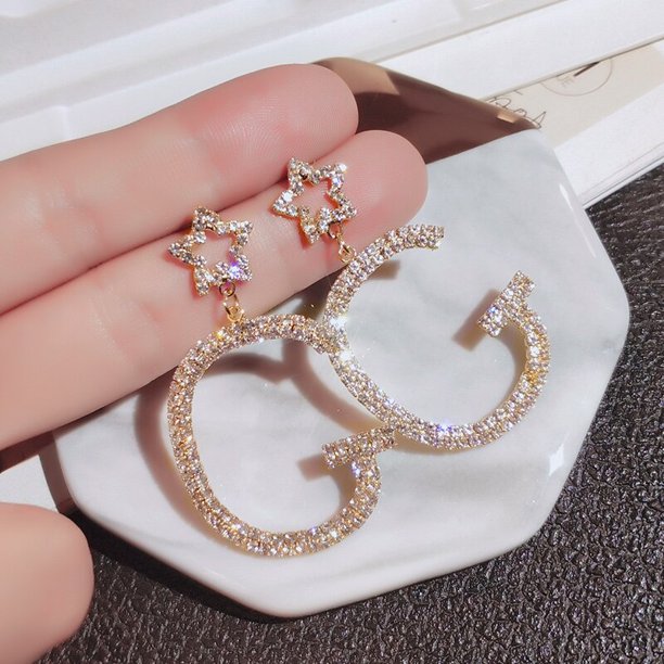 Pendientes de mujer, pendientes de diamantes de imitación dorados para mujer, pendientes de Metal geométricos Vintage coreanos, regalo de joyería de moda 2021 Tan Jianjun unisex