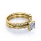 thumbnail image 3 of Anillo de Compromiso Solitario JeenMata - Juego de Anillos de Boda en Trío - Filigrana Art Deco Milgrain - Corte Cojín 2 Ct - Engaste Pavé 4 Puntas - Chapado Oro Amarillo 18K sobre Plata, 3 of 6