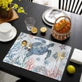 thumbnail image 3 of Ocean Sea Turtle Placemats Set of 12, Summer Coastal Coral Flower Shells Placemats for Dining Table, Place Mats for Kitchen Tabletop, Waterproof Wipeable Dining Table Mats Set, 3 of 9