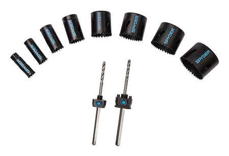 SPYDER 600805 Hole Saw Kit,1-3/4 In.,10 