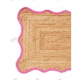 thumbnail image 2 of Rectangle Rug Natural Jute Rug Hand Braided Beige and Pink Color Rounding Line Area Rug, 2 of 5