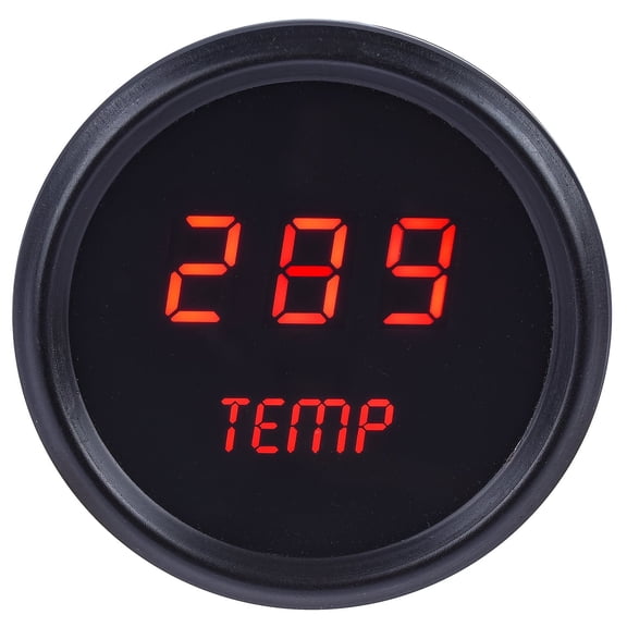 JEGS Water Temperature Gauge LED Digital [Black Bezel, Black Face, Red Numbers]